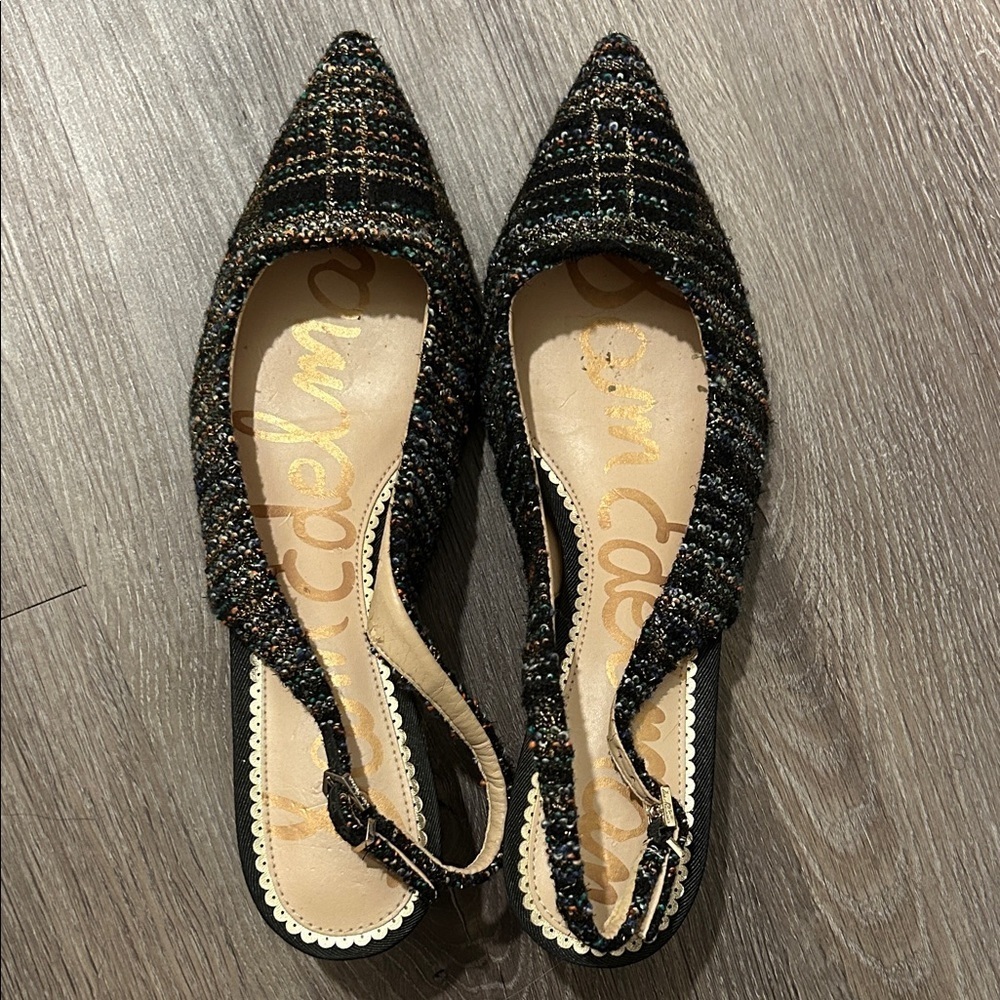 Sam Edelman Pointed Toe Slingback Kitten Heel Tweed Size 9